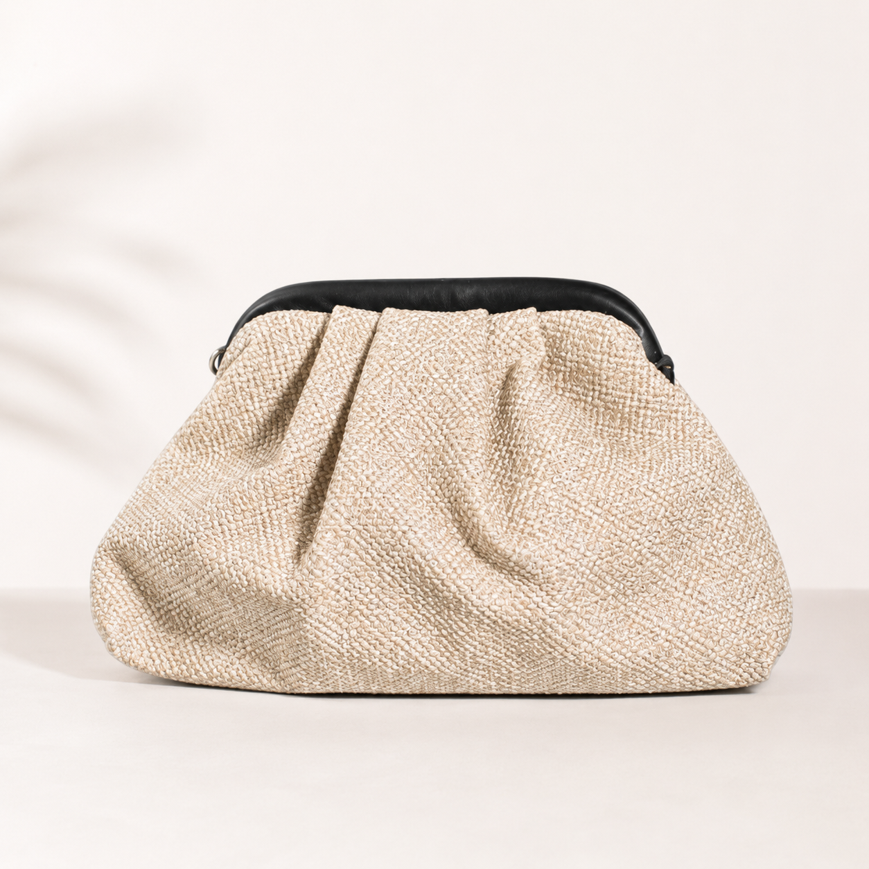 Dokulu Bej Clutch Çanta
